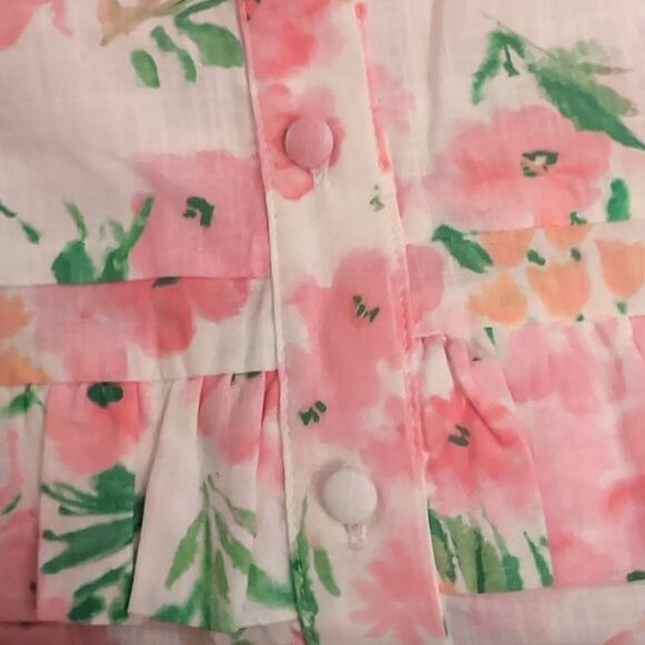 Nwot Floral Watercolor Pink White Button Down Blouse Small Maison Stella - Picture 5 of 7